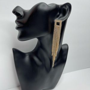 Long Rhinestone Tassel Earrings